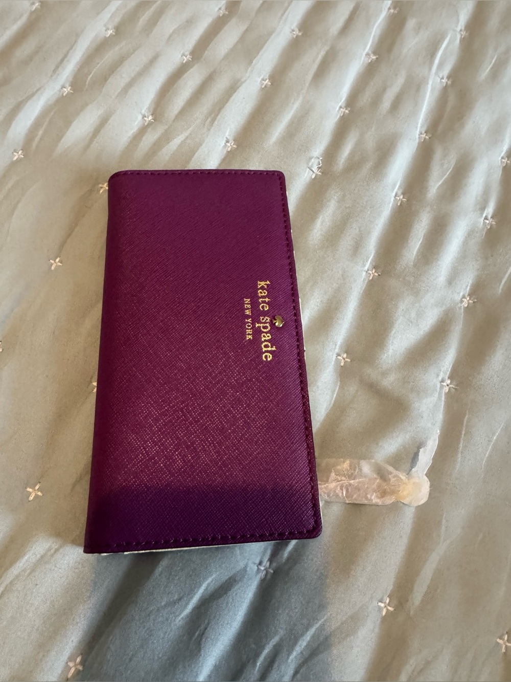 kate spade plum purple Saffiano long wallet